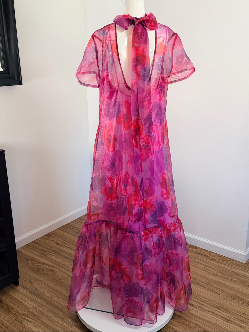 Staud Calluna Dress Magenta Painted Floral Size XL - Picture 13 of 15